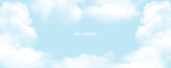 Sky Blue,Cloud poster, cards, banner, Background, Summer Clear Sky over beach, realistic nature sunrise in ,Spring panorama white clouds over blue ocean,Sunset landscape, for cosmetic, ads, web cover