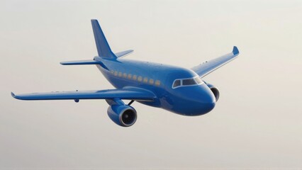 Obraz premium Blue commercial airplane in flight