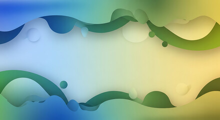 Organic abstract shapes and waves in blue green and yellow with soft light and floating circles background Full HD 4K Video Download 2025 2026