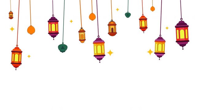 Ramadan & Eid Lantern Hanging Animated Icon featuring gently swinging Islamic lanterns to create a warm and festive atmosphere.