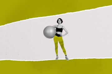 Creative trend 3D collage sketch of warmup sporty determination fit practice healthcare lifestyle...