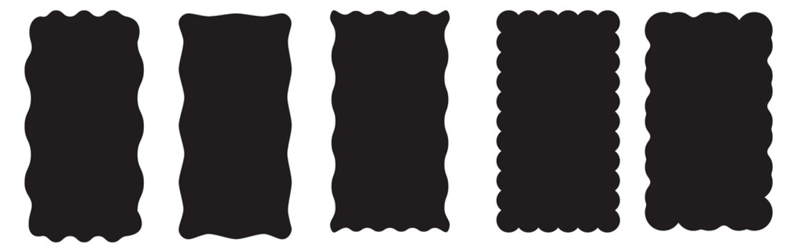 set of black rectangle with wavy borders trendy frame