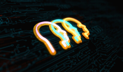 Ai head artificial intelligence symbol digital concept 3d illustration