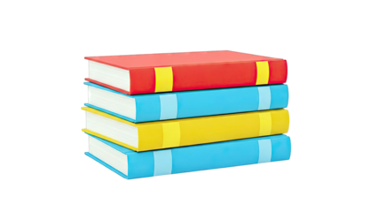Stack of colorful books on a white background