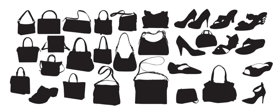 woman sandal purse silhouette set 