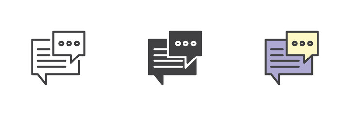 Plakat Speech bubbles line, solid, colorful different style icon set pack