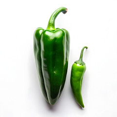 green pepper chili on isolated white background