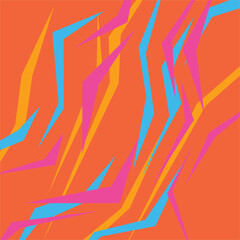 Abstract Neon Polygon Confetti in Colorful, Orange Backdrop