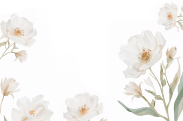 Elegant spring watercolor floral background with copy space