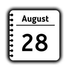 Fototapeta premium August 28st calendar new year day reminder icon note pad diary symbol