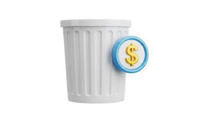 Trash Can with Dollar Sign Icon
