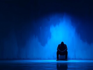 Emergency health concept of abdominal pain patient leaning against wall dramatic lighting high realism, Realistic Photo