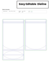 zipper candy pouch dieline template box dieline die lines packaging custom dieline  box cardboard box dieline pizza box dieline printable product packaging layout,