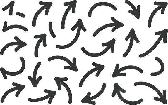 Black Arrows Pointing in Various Directions on White Background