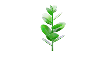 Stylized Green Plant with Oval Leaves