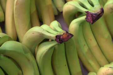 Organic yellow bananas, ripe and abundant