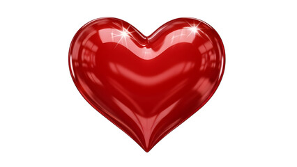Fototapeta premium Brilliant Glossy Red 3D Heart with Sparkling Reflections Isolated on White Background, Valentine's Day and Romance Symbol