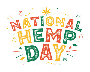 NATIONAL HEMP DAY vector illustration isolated on white background
