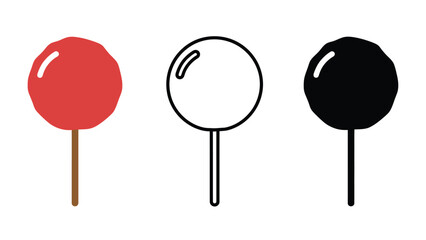 A colorful illustration of three lollipops in different colors and designs