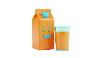 Happy Orange Juice Carton and Glass