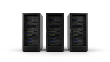 Modern server racks in a data center, representing technology and computing