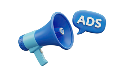 Megaphone with ADS speech bubble