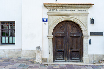 Antique Wooden Doorway in Krakow, Poland