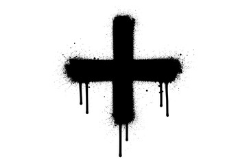 Dripping grunge cross with bold black spray paint
