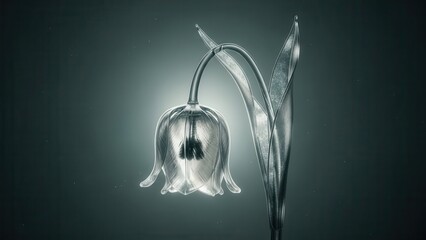 Elegant Glass Lily of the Valley Flower with Water Droplets.