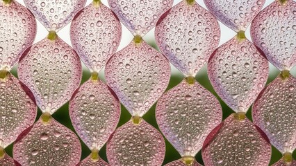 Macro View of Pink Petals Covered in Dew Drops.