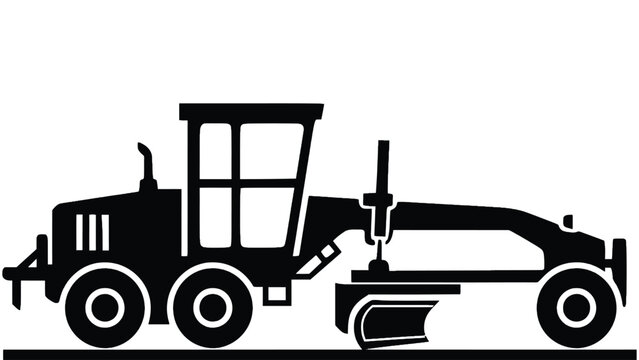 Bulldozer silhouette icon for construction and heavy machinery designs