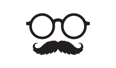 Classic disguise mask with round glasses and a thick bushy mustache, humor and secret identity concept vector illustration