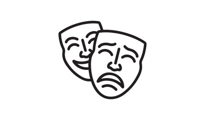 Comedy and Tragedy Theatre Masks Icon for Acting Performance and Drama Stage Concept