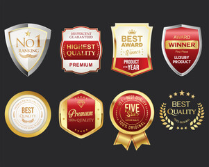 Fototapeta na wymiar Luxury premium golden labels collection, Sale banner collection concept discount promotion layout on black background