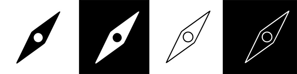 Abstract Compass Direction Symbols for Navigation and Orientation on a Dark Background