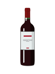 Wine. bottle of red wine on a white background. vector illustration