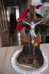 Home altar for the priest's annual pastoral visit to the home.
