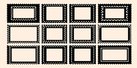 Collection of decorative black frames and borders arranged in a grid pattern