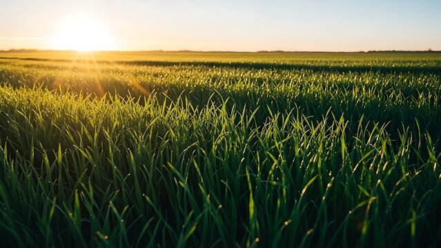 Golden wheat fields at sunset