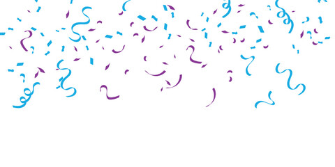 Colorful confetti and ribbons on white background for celebration