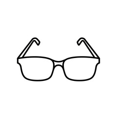 Simple outline drawing of eyeglasses, minimalist design, black lines on white background