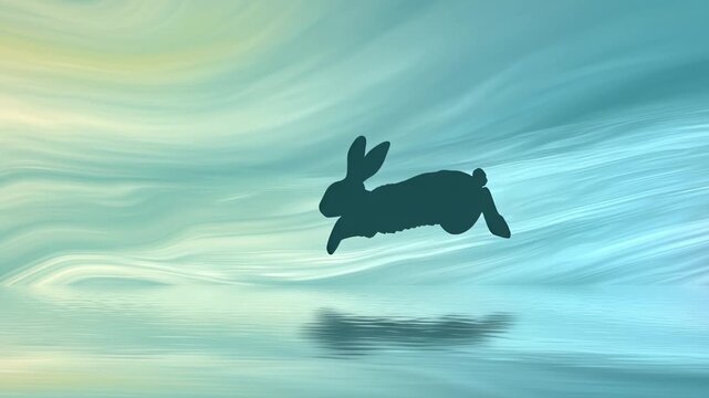Animal Rabbit Silhouette Running Seamless Loop Abstract Background