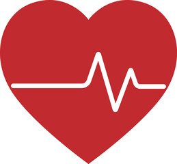 Heartbeat pulse flat icon ,medical heart ECG symbol for apps and websites
