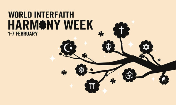 World interfaith harmony week design with Branch of religion concept. 