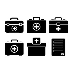 Medical Box Icon Set &ndash; Flat Minimal First Aid Symbols