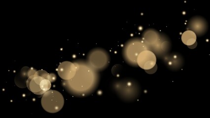 Bokeh lights golden particles form a shimmering abstract effect for digital art.
