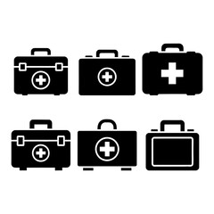 Medical Box Icon Set &ndash; Flat Minimal First Aid Symbols