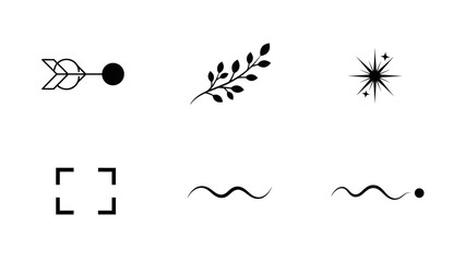 Obraz premium Minimalist black and white vector graphic elements for design and illustration