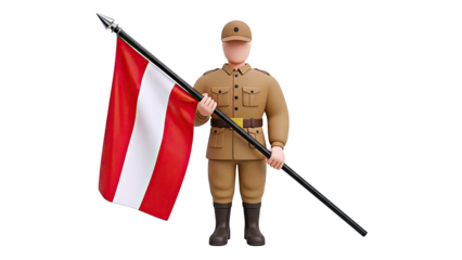 Cartoon Soldier Holding Austrian Flag