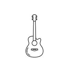 Fototapeta premium Simple Line Art Acoustic Guitar Icon, Minimalist Music Instrument Vector